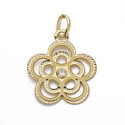 18K COLGANTE AMULETO ORO AMARILLO FLOR CALADA CIRCONITA 17X15 MM