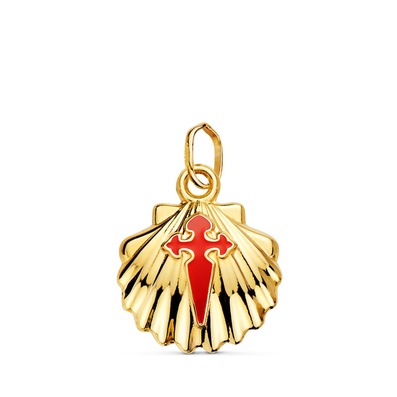 18K COLGANTE ORO AMARILLO CONCHA DE SANTIAGO SIMPLE 14 MM