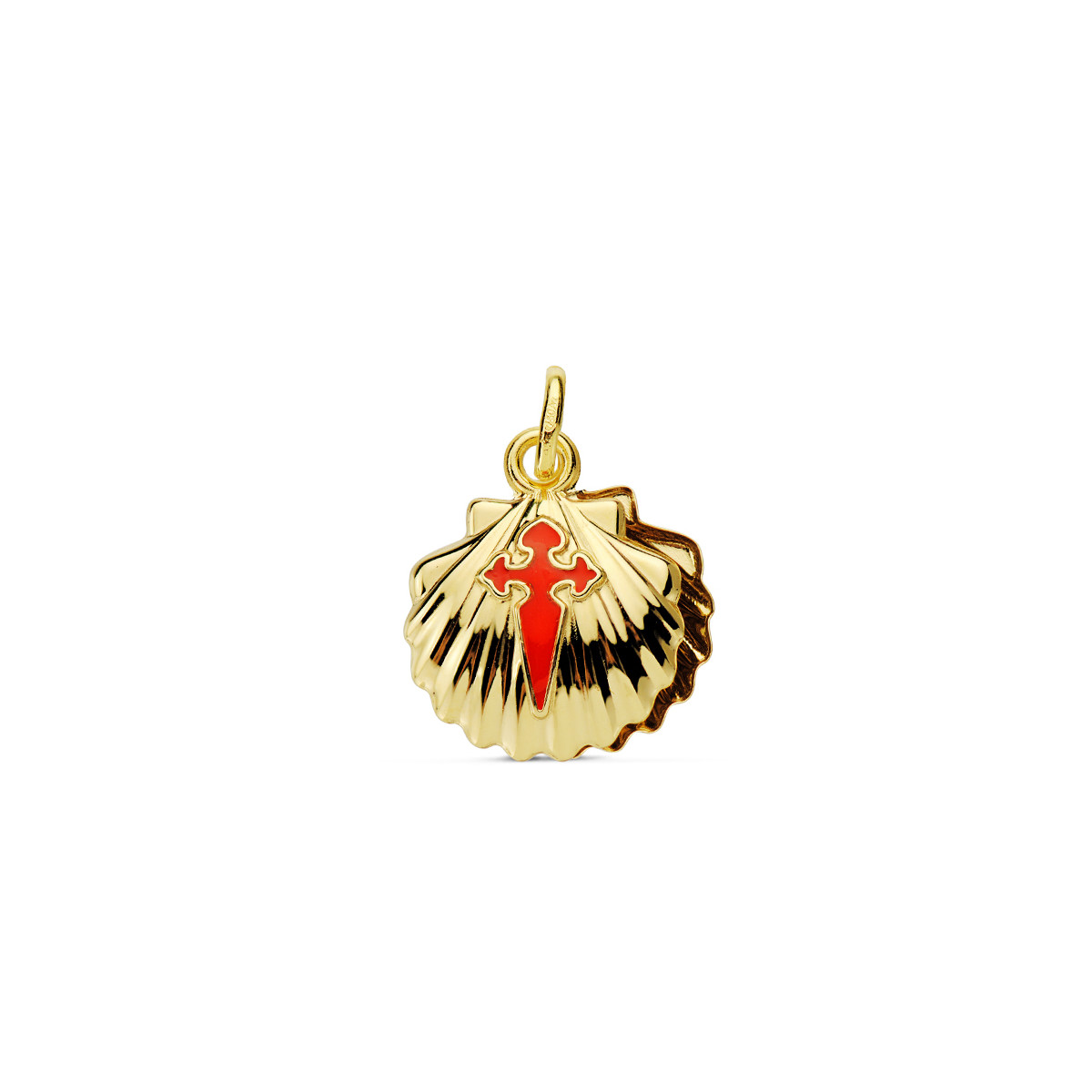 18K COLGANTE ORO AMARILLO CONCHA DE SANTIAGO DOBLE 14 MM