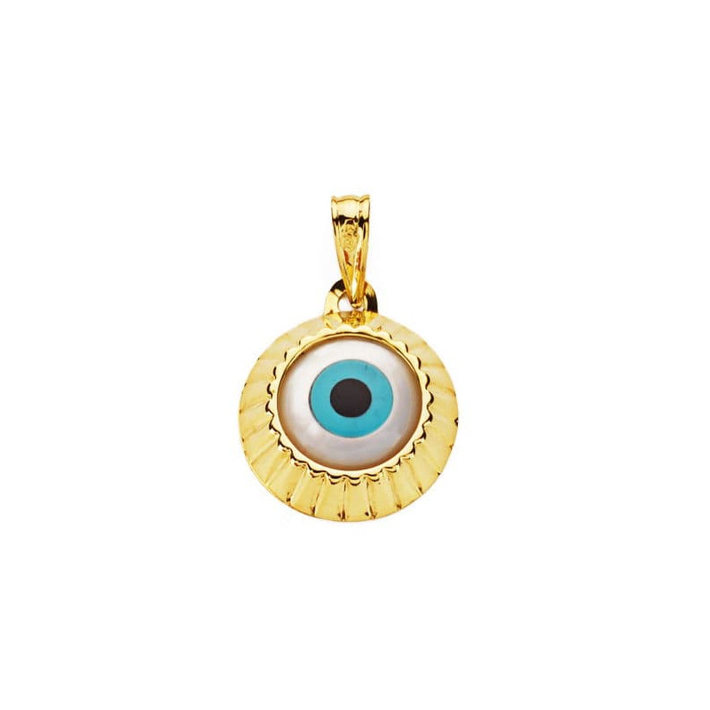 18K COLGANTE ORO AMARILLO AMULETO OJO TURCO 14 MM
