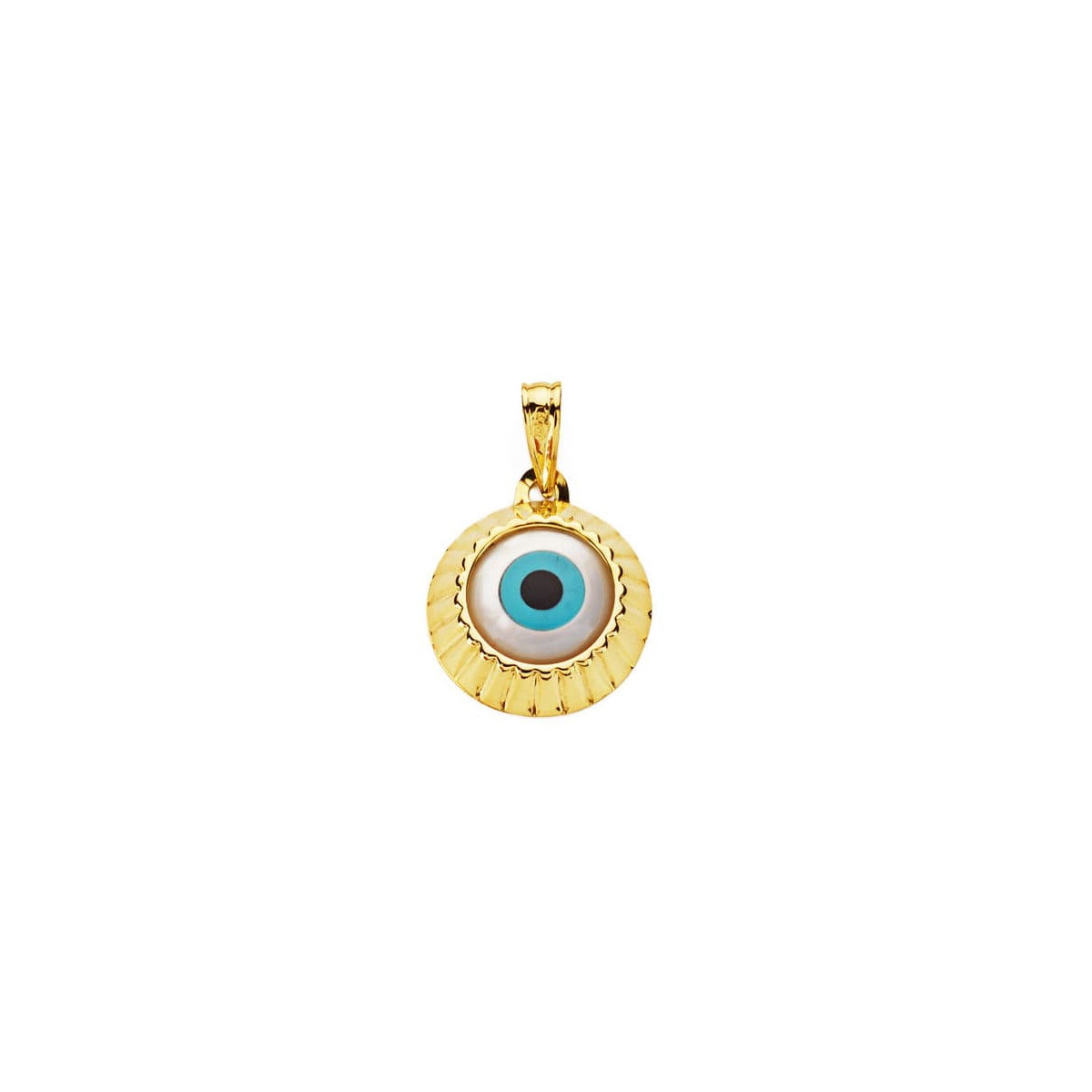 18K COLGANTE ORO AMARILLO AMULETO OJO TURCO 14 MM