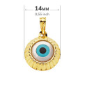 18K COLGANTE ORO AMARILLO AMULETO OJO TURCO 14 MM