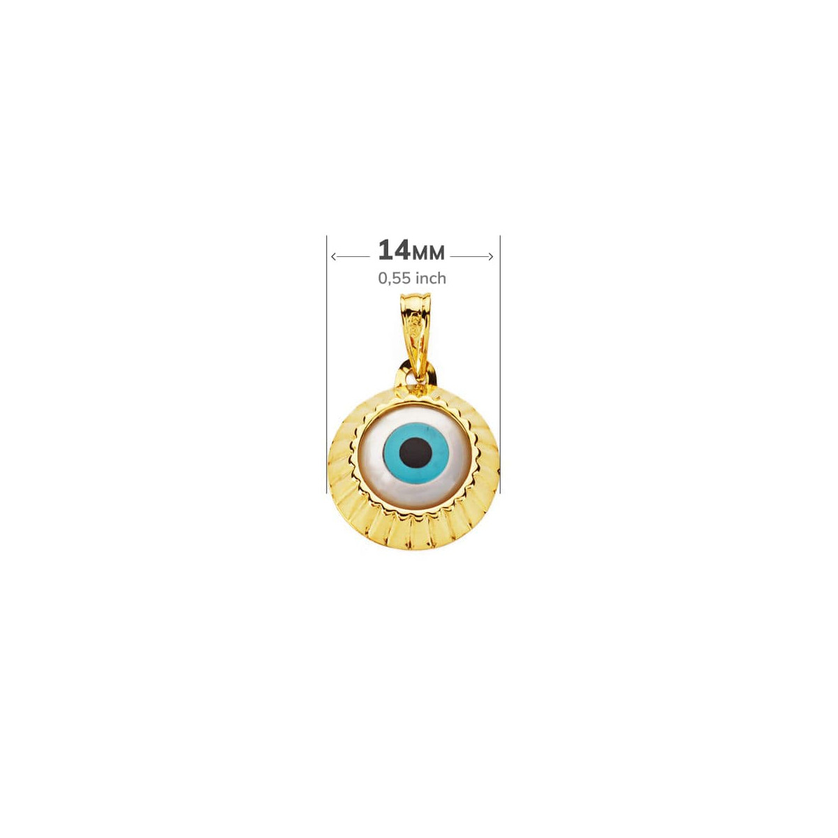 18K COLGANTE ORO AMARILLO AMULETO OJO TURCO 14 MM