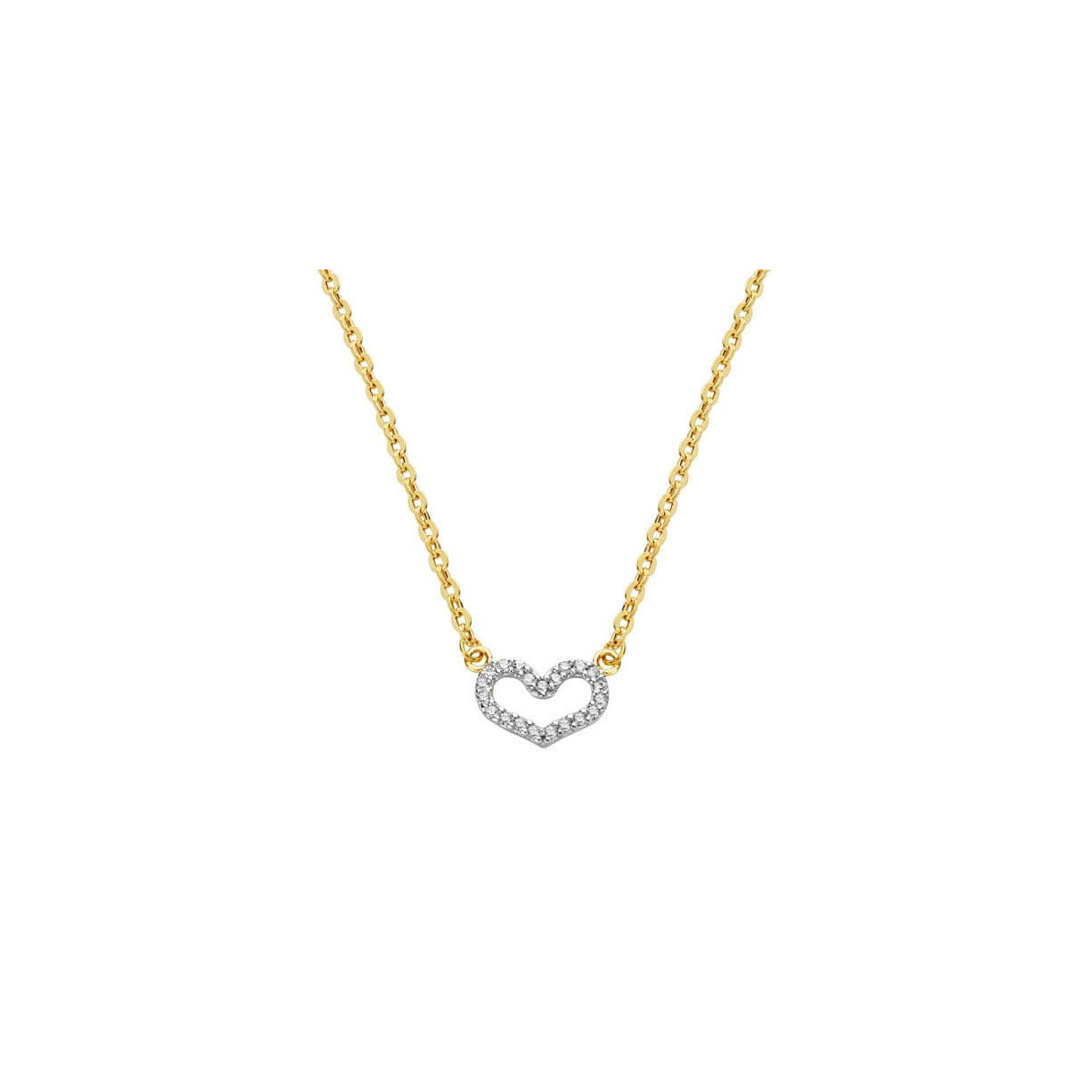 18K COLGANTE ORO BICOLOR CORAZON CON CADENA 45CM