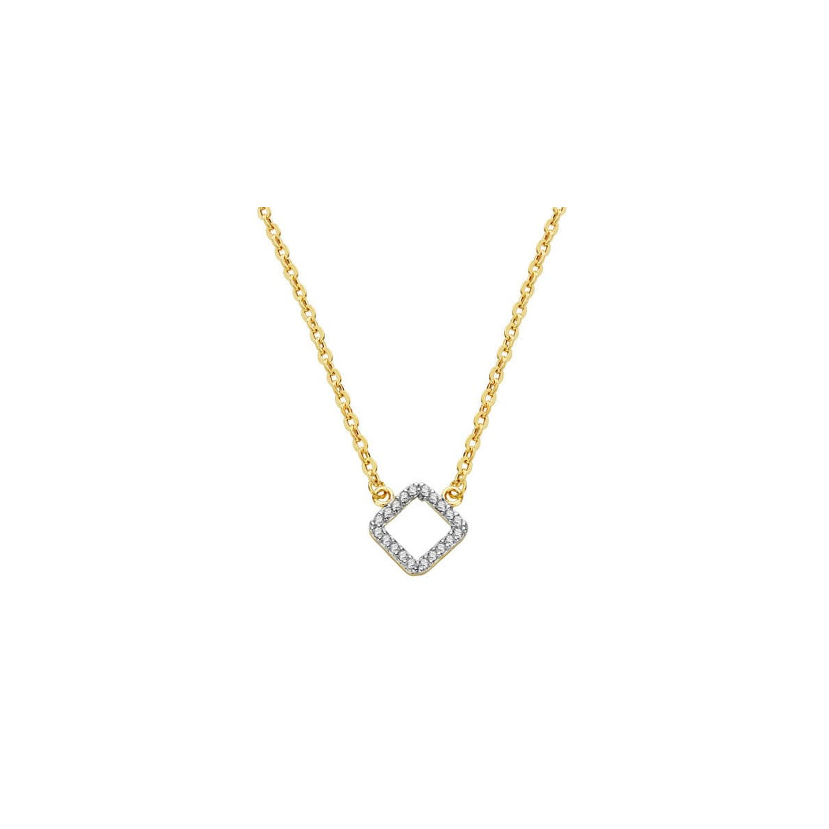 18K COLGANTE ORO BICOLOR ROMBO CON CADENA 45CM