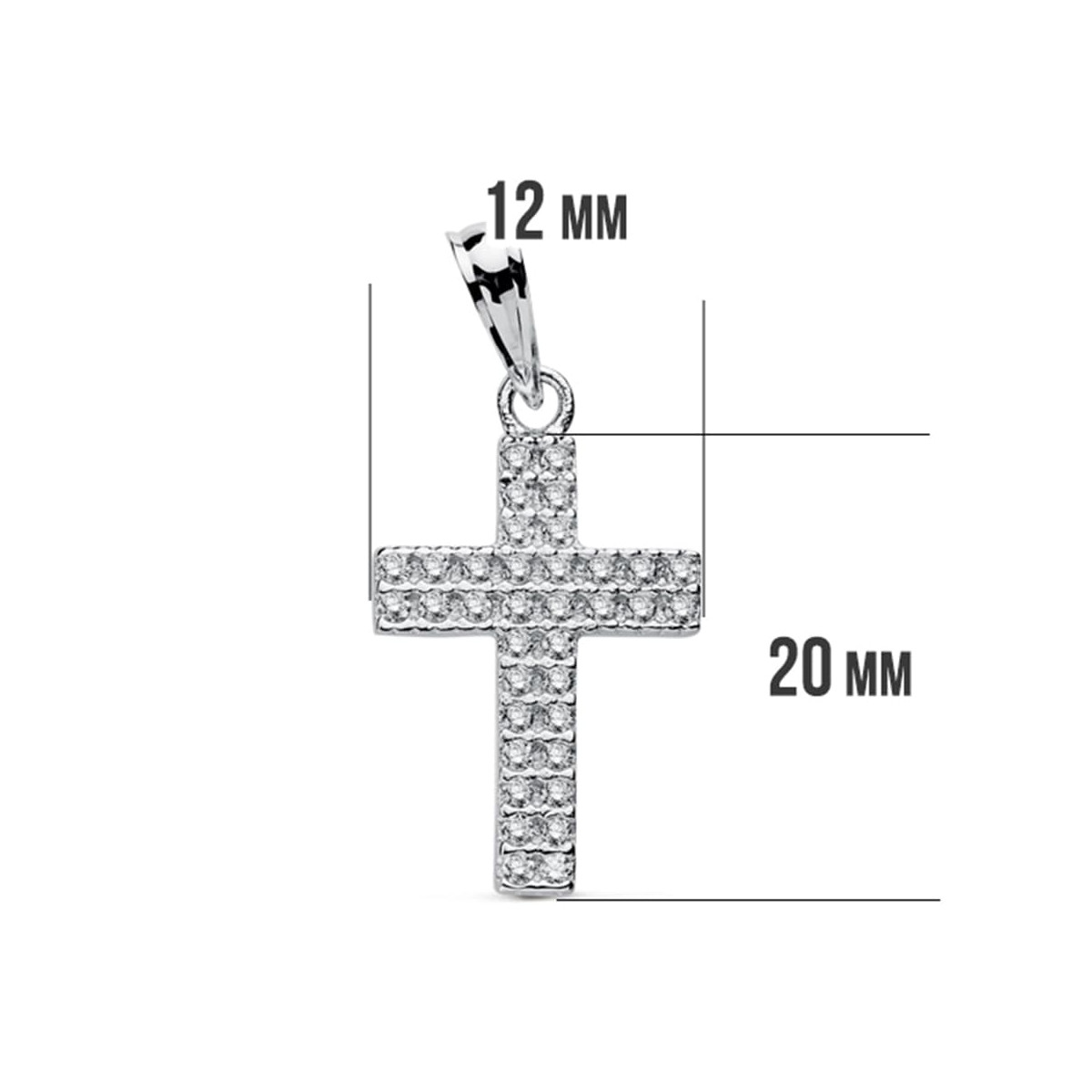 18K CRUZ CIRCONITA ORO BLANCO 20X12 MM