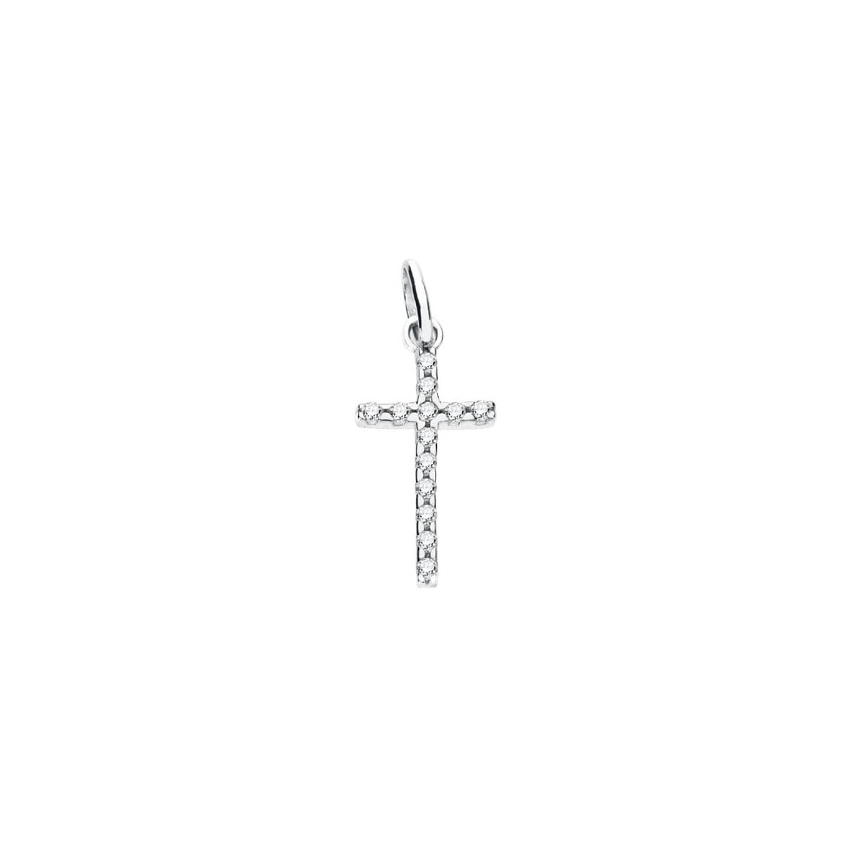 18K CRUZ ORO BLANCO CIRCONITA 18X8 MM