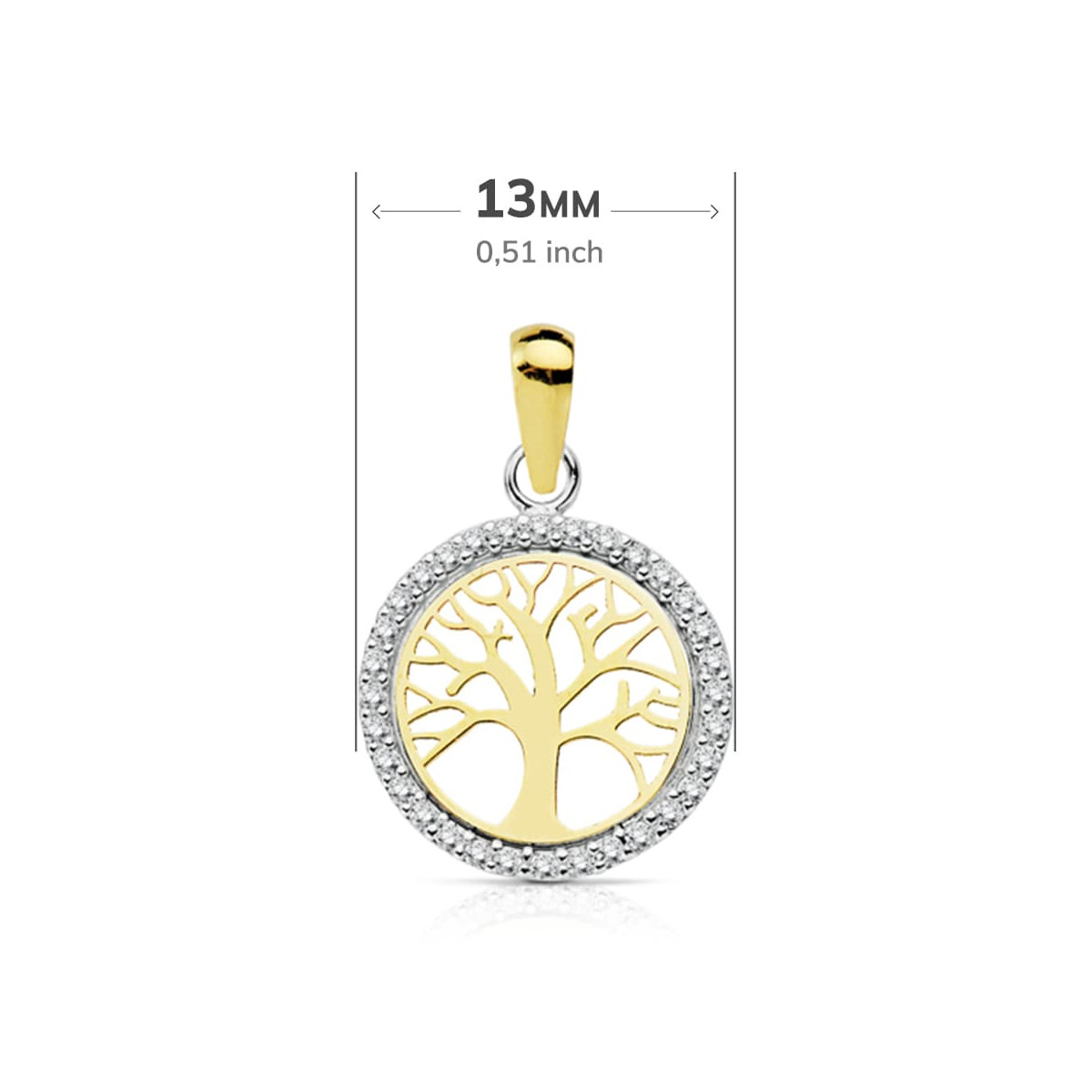 18K COLGANTE ORO BICOLOR ARBOL DE LA VIDA 13 MM