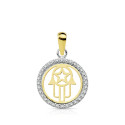 18K COLGANTE AMULETO  ORO BICOLOR MANO DE FATIMA 13 MM