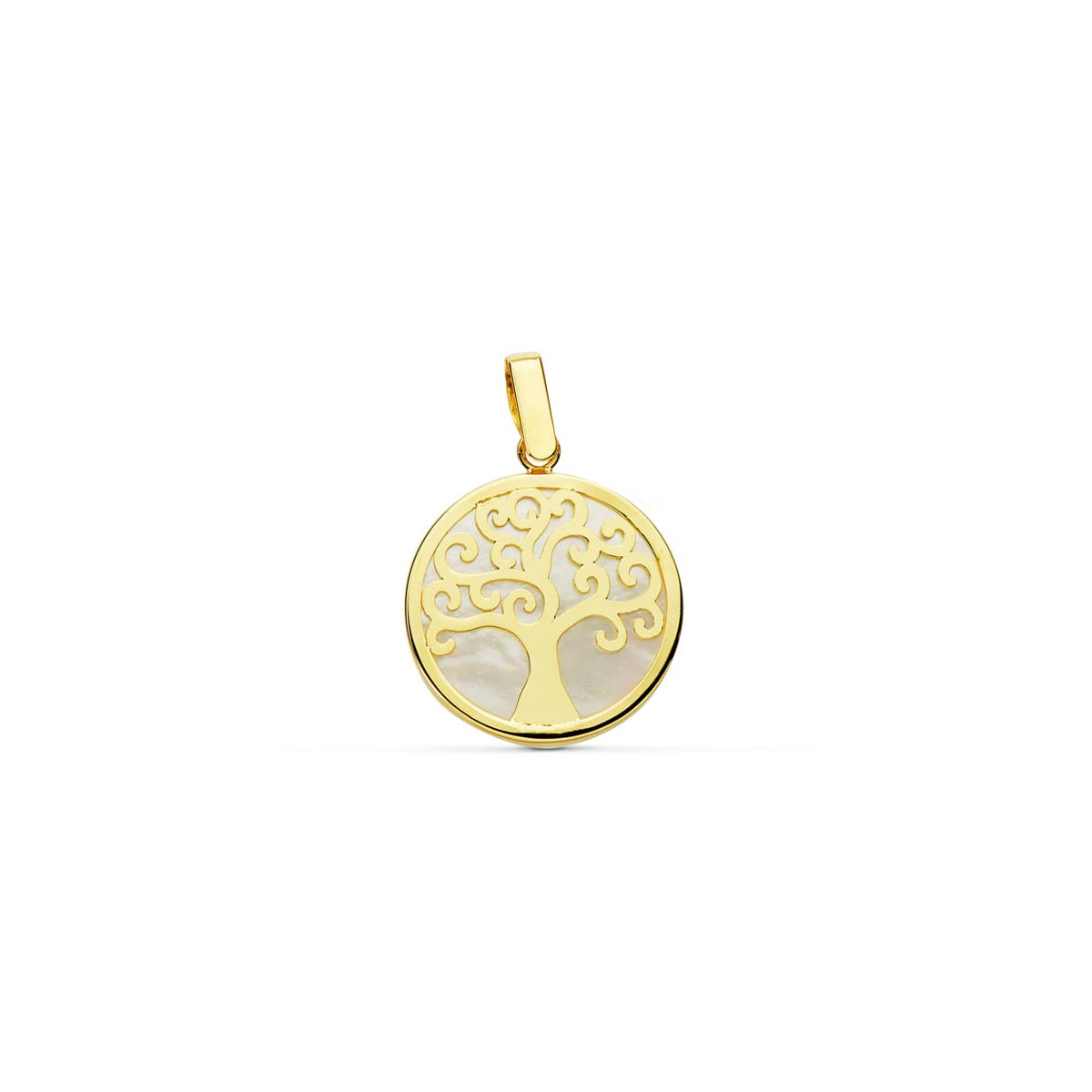 18K COLGANTE ORO AMARILLO NACAR ARBOL DE LA VIDA 18 MM