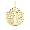 18K COLGANTE ORO AMARILLO NACAR ARBOL DE LA VIDA 20 MM