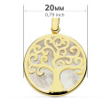 18K COLGANTE ORO AMARILLO NACAR ARBOL DE LA VIDA 20 MM