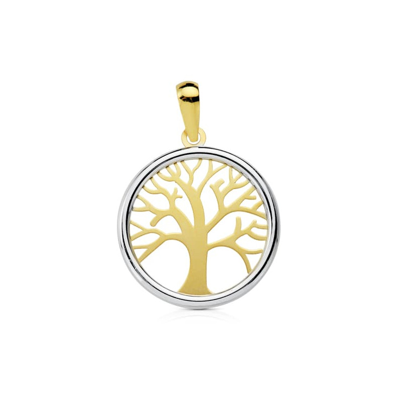 18K COLGANTE BICOLOR ARBOL DE LA VIDA 20 MM