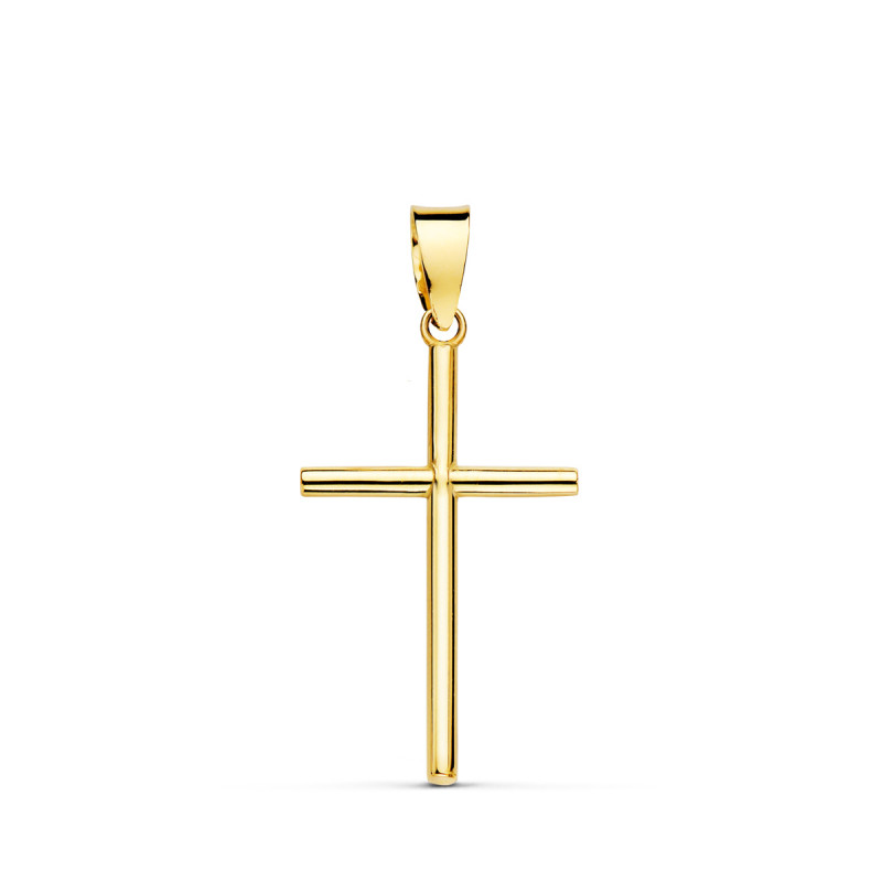 18K CRUZ ORO AMARILLO LISA TUBO 1.5 MM 21X13MM