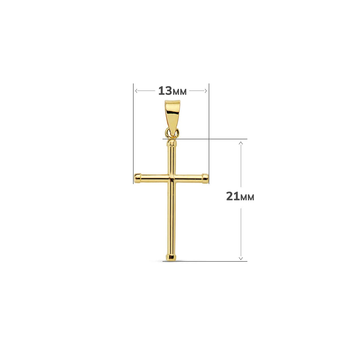 18K CRUZ ORO AMARILLO LISA TUBO 1.5 MM 21X13MM