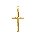 18K CRUZ ORO AMARILLO CON CRISTO TUBO HUECO. 26 X 15 X 2,5 MM