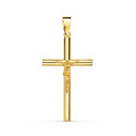 18K CRUZ ORO AMARILLO CON CRISTO HUECA TUBO 2.2 MM. 29X17 MM