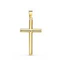 18K CRUZ ORO AMARILLO HUECA LISA 25X15 MM TUBO 2.2 MM