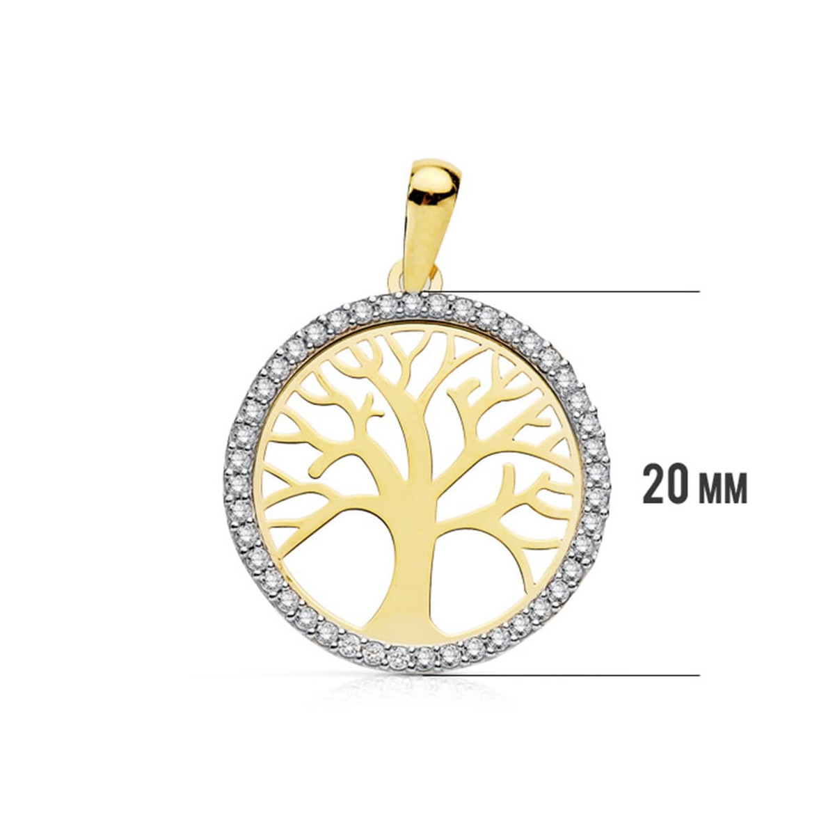 18K COLGANTE ORO BICOLOR ARBOL DE LA VIDA 20 MM