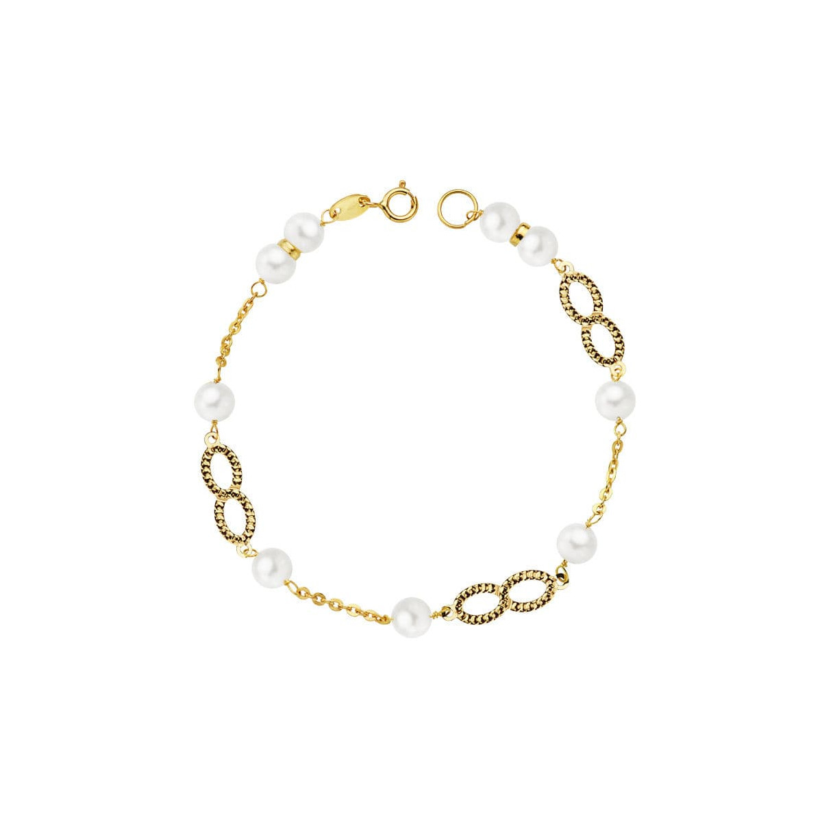 18K PULSERA ORO AMARILLO COMUNION PERLA 5.5 MM 18CM