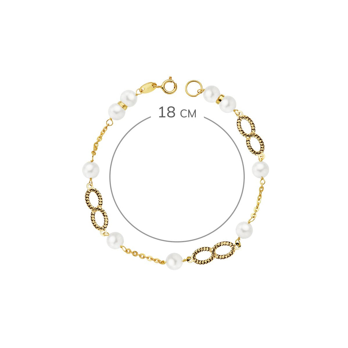 18K PULSERA ORO AMARILLO COMUNION PERLA 5.5 MM 18CM