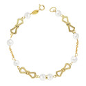 18K PULSERA ORO AMARILLO COMUNION PERLA 5.5 MM 17.50CM