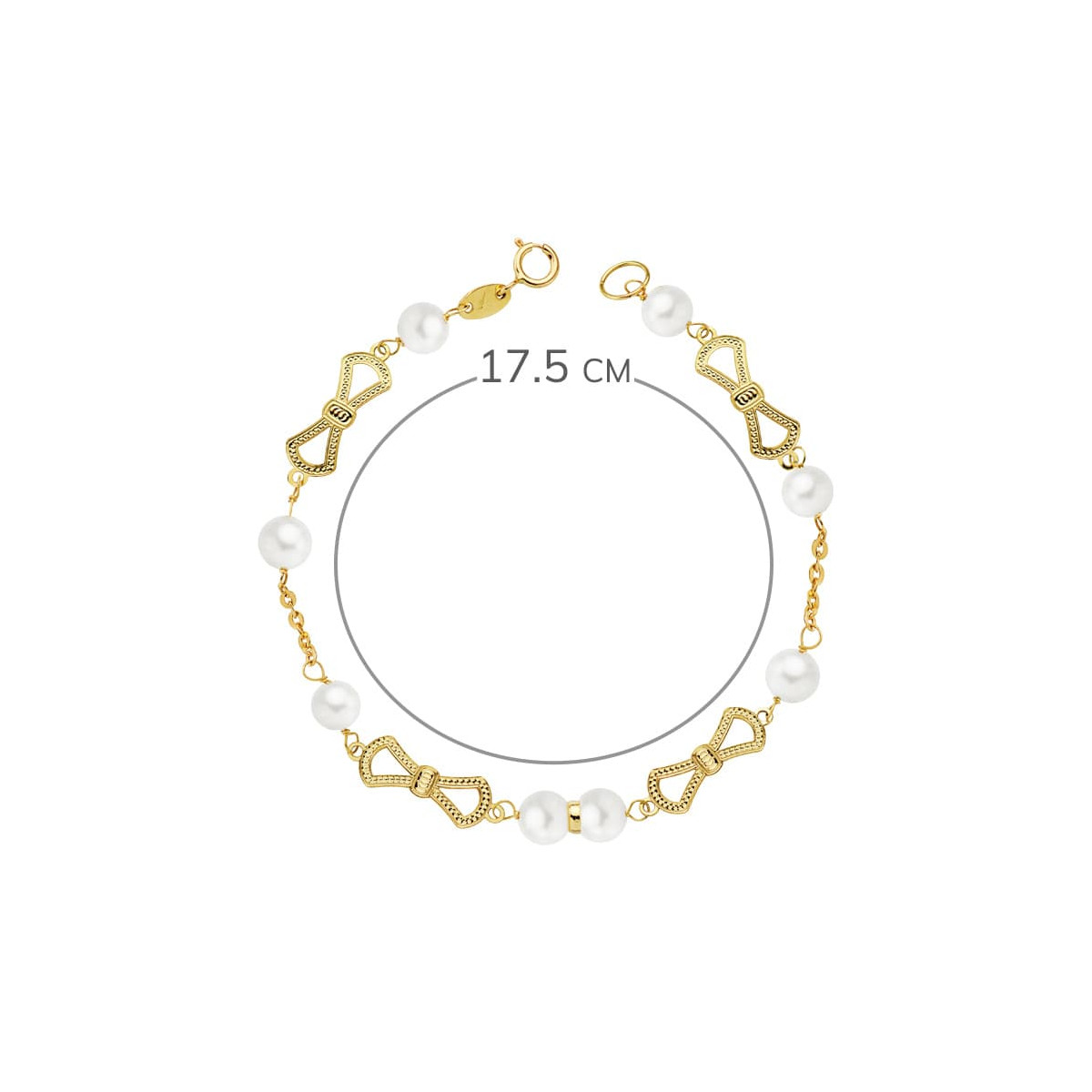 18K PULSERA ORO AMARILLO COMUNION PERLA 5.5 MM 17.50CM
