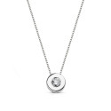 18K GARGANTILLA ORO BLANCO CHATON 6 MM DIAMANTE NATURAL 0,065 QTS. H-SI CADENA 42CM