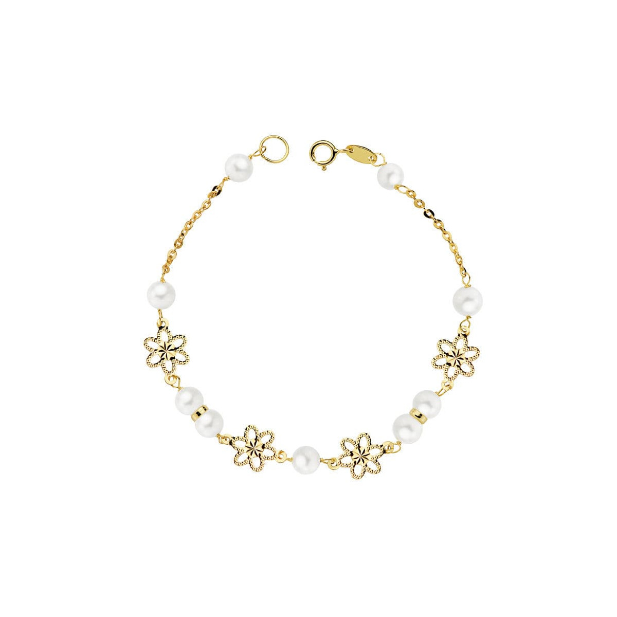 18K PULSERA ORO AMARILLO COMUNION PERLA 5.5 MM 18CM