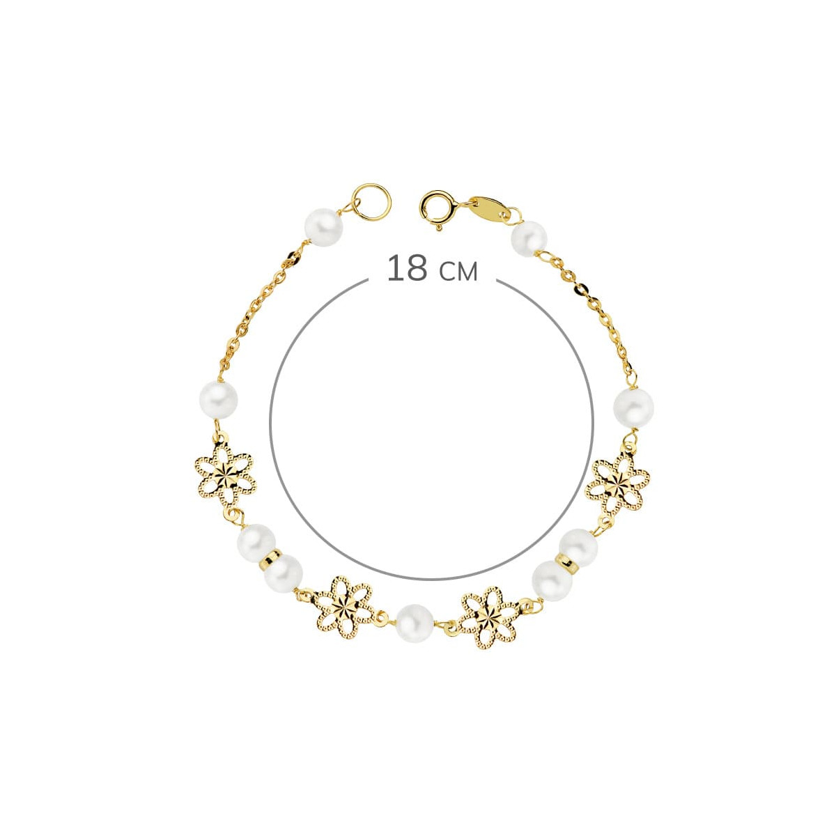 18K PULSERA ORO AMARILLO COMUNION PERLA 5.5 MM 18CM