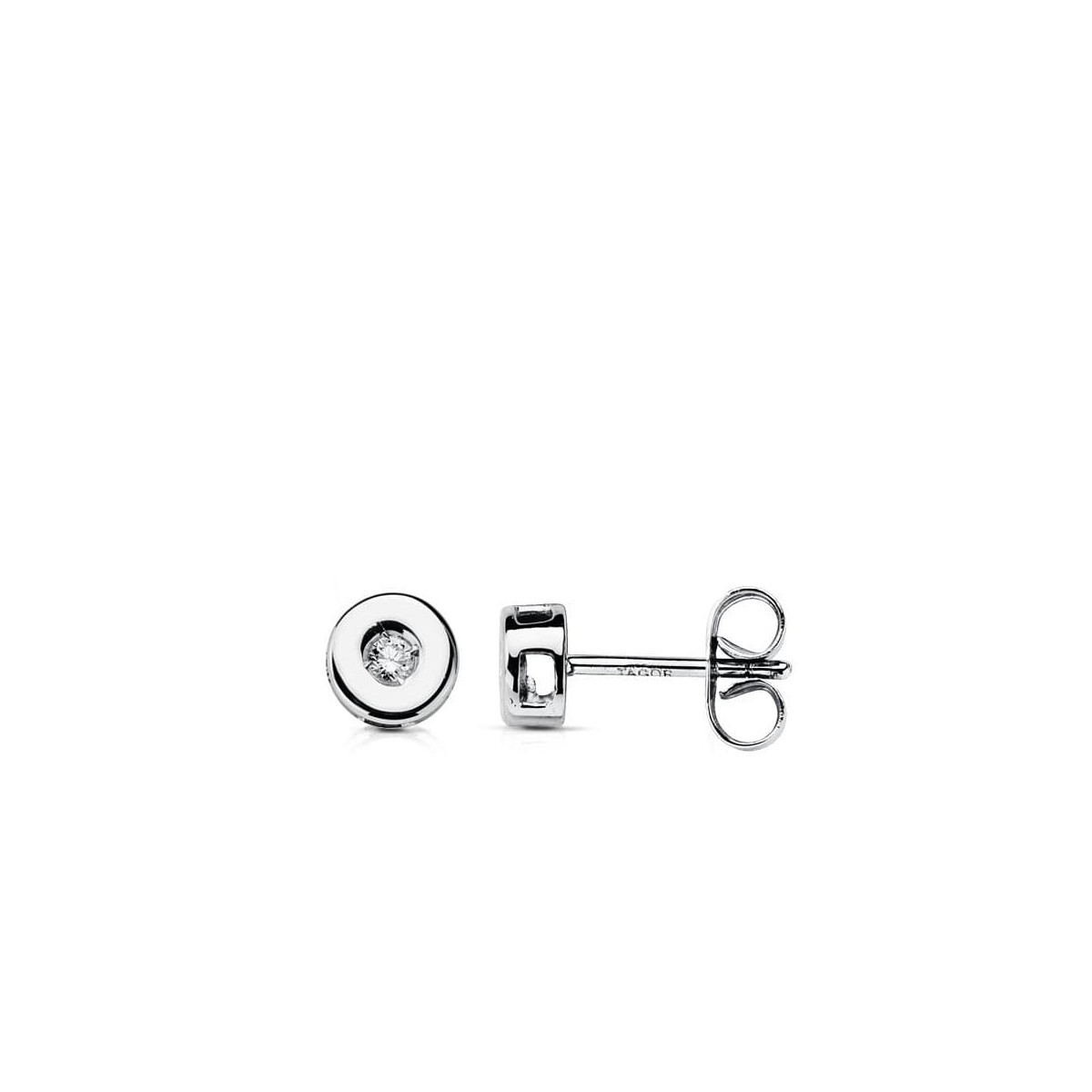 18K PENDIENTES ORO BLANCO DIAMANTES LABORATORIO TALLA BRILLANTE 0,07 QTS. VS2-G. MEDIDA: 5,5 MM. CIERRE PRESION