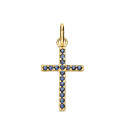 18K CRUZ ORO AMARILLO CON CIRCONITAS AZULES. MEDIDA: 18X10 MM 18K CRUZ ORO AMARILLO CON CIRCONITAS AZULES. MEDIDA: 18X10 MM
