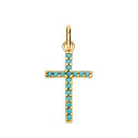 18K CRUZ ORO AMARILLO PIEDRAS TURQUESAS 16X10 MM 18K CRUZ ORO AMARILLO PIEDRAS TURQUESAS 16X10 MM