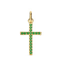 18K CRUZ ORO AMARILLO CON CIRCONITAS VERDES. MEDIDA: 18X10 MM 18K CRUZ ORO AMARILLO CON CIRCONITAS VERDES. MEDIDA: 18X10 MM
