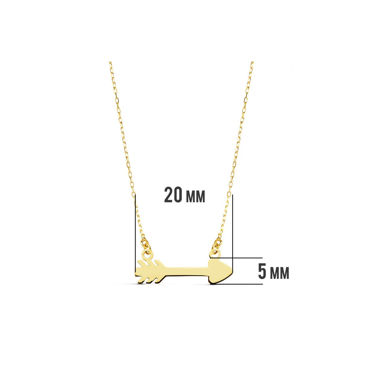18K COLLAR ORO AMARILLO FLECHA CUPIDO 20X6 MM45CM C. AMOR