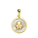 18K COLGANTE ORO AMARILLO NACAR NIÑO CIRCONITA 12 MM