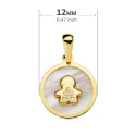 18K COLGANTE ORO AMARILLO NACAR NIÑO CIRCONITA 12 MM