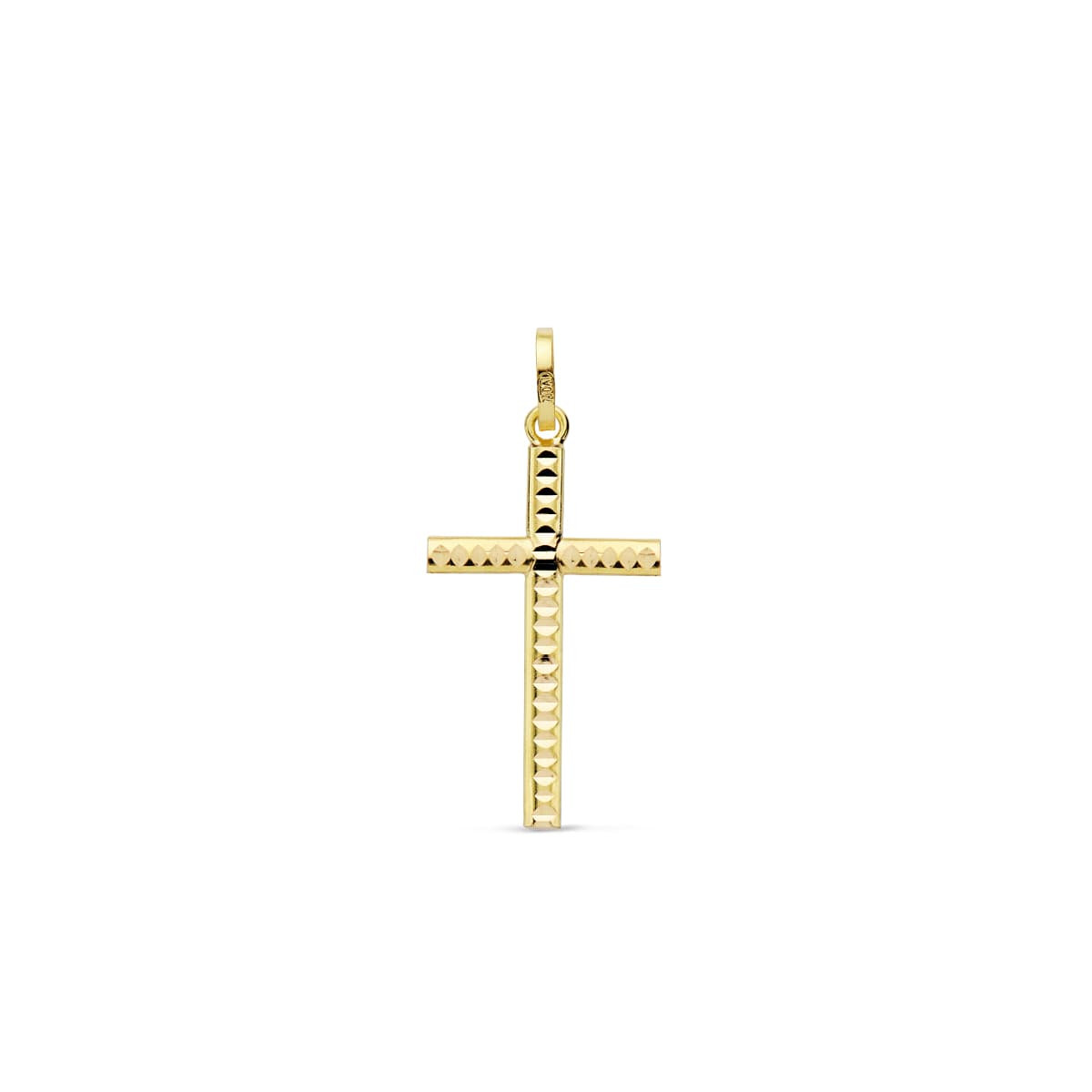 18K CRUZ TALLADA 22X12 MM