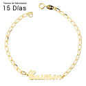 18K PULSERA ORO AMARILLO NOMBRE 17CM CADENA BILBAO