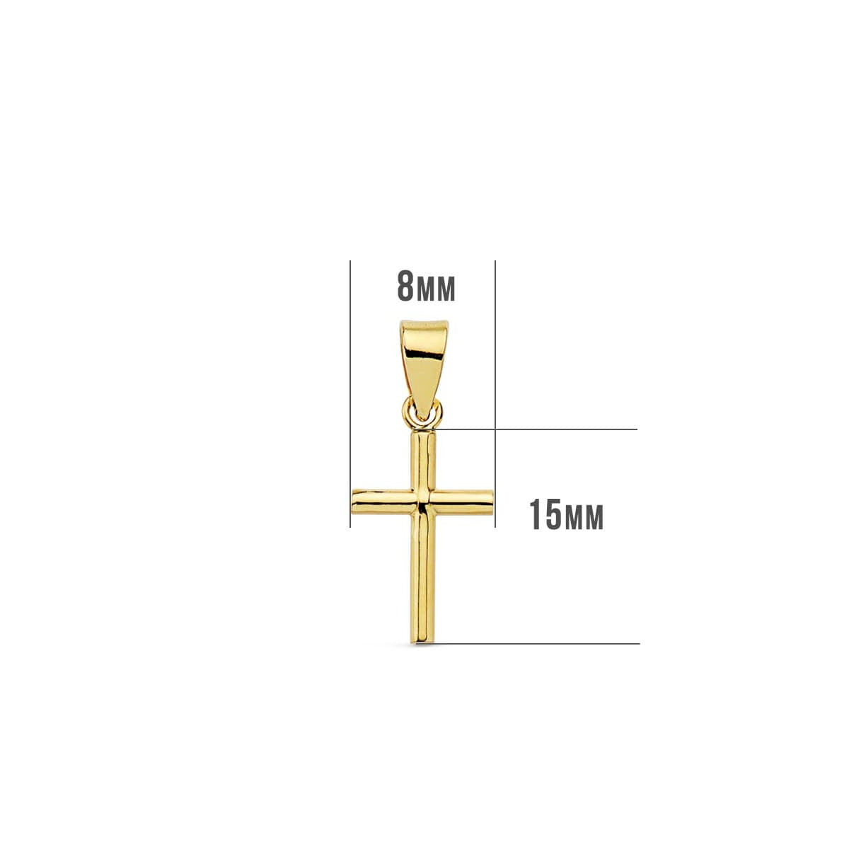 18K CRUZ ORO AMARILLO LISA 15X8X1.5 MM