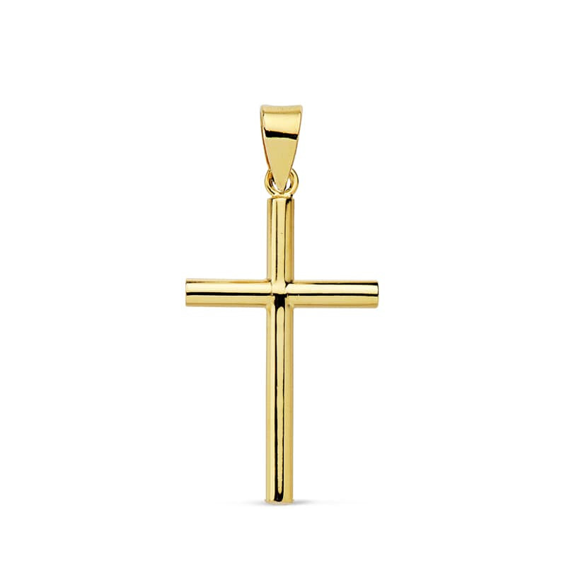 18K CRUZ ORO AMARILLO LISA 23X13X2 MM