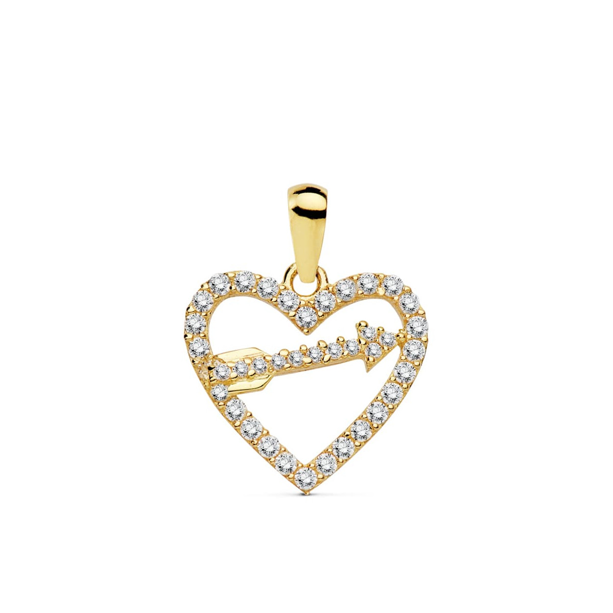 18K COLGANTE ORO AMARILLO CORAZON Y FLECHA 15X13 MM C. AMOR