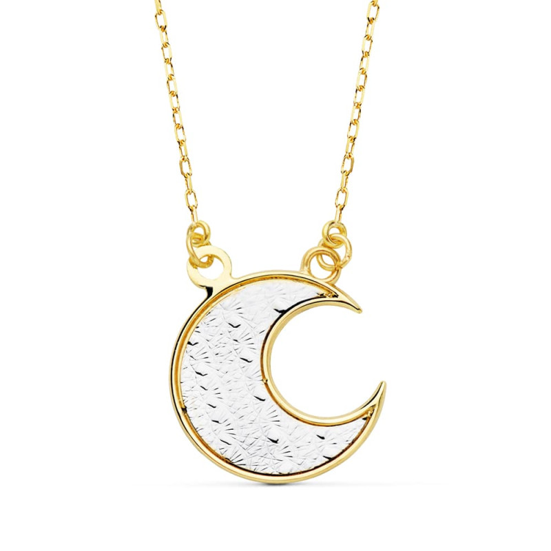 18K GARGANTILLA BICOLOR LUNA 14X14 MM