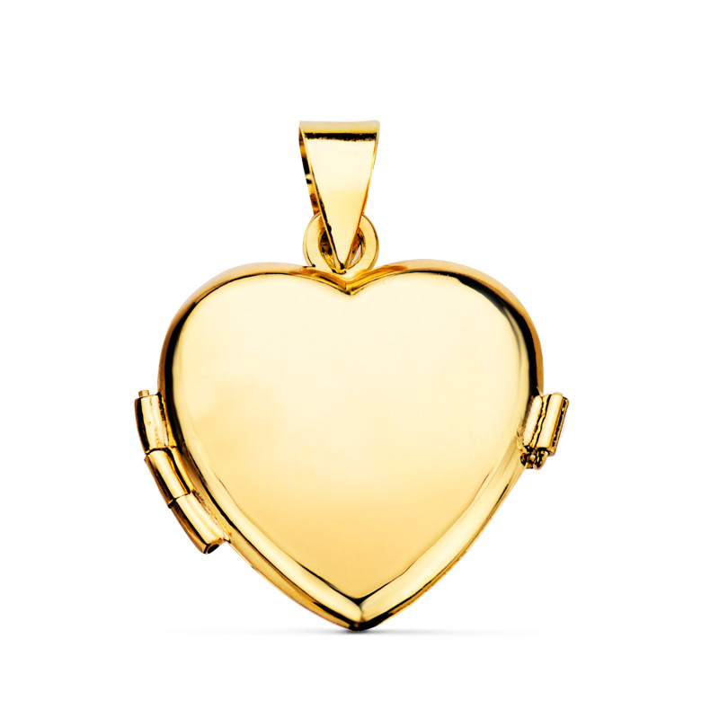18K GUARDAPELO DIJE PORTAFOTOS ORO AMARILLO CORAZON LISO 21X21 MM C. AMOR