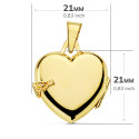 18K GUARDAPELO DIJE PORTAFOTOS ORO AMARILLO CORAZON LISO 21X21 MM C. AMOR