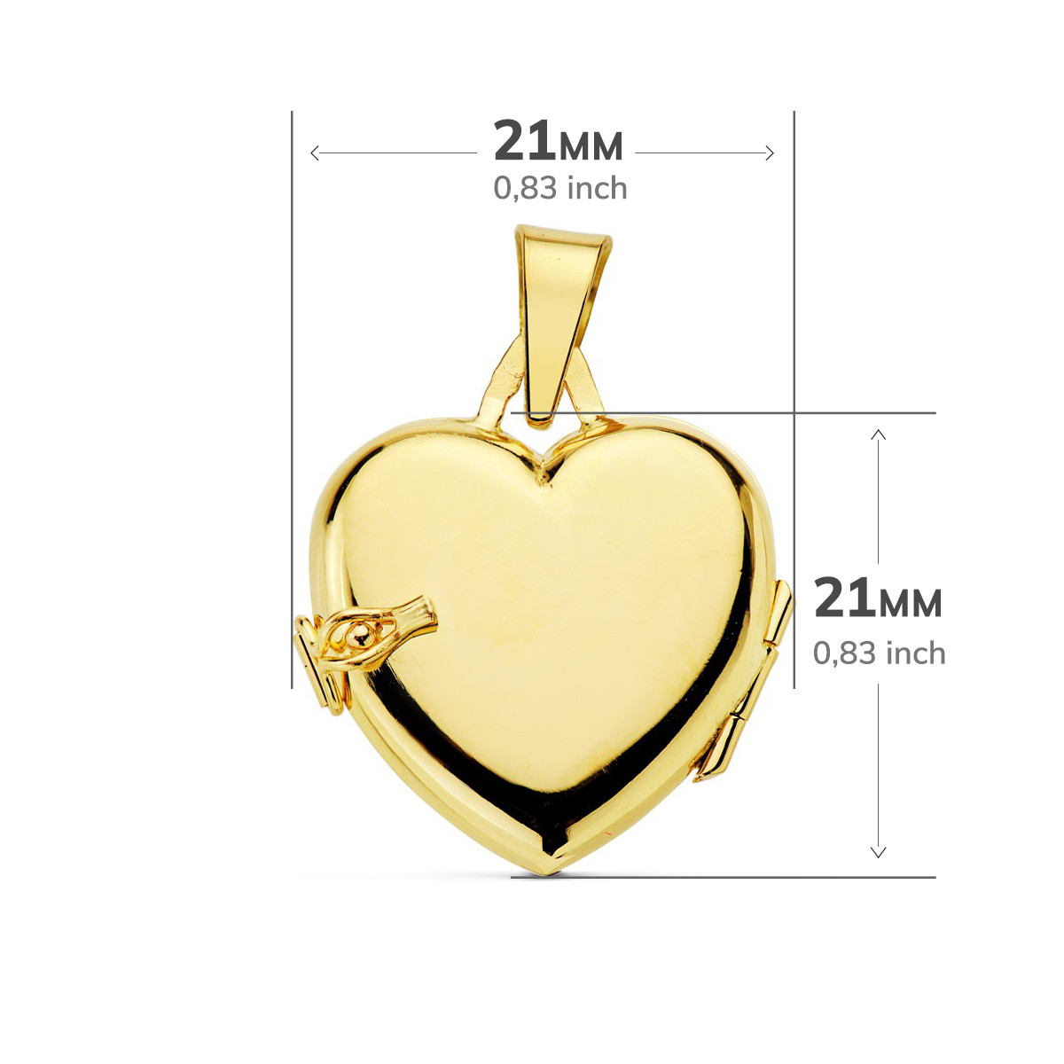 18K GUARDAPELO DIJE PORTAFOTOS ORO AMARILLO CORAZON LISO 21X21 MM C. AMOR