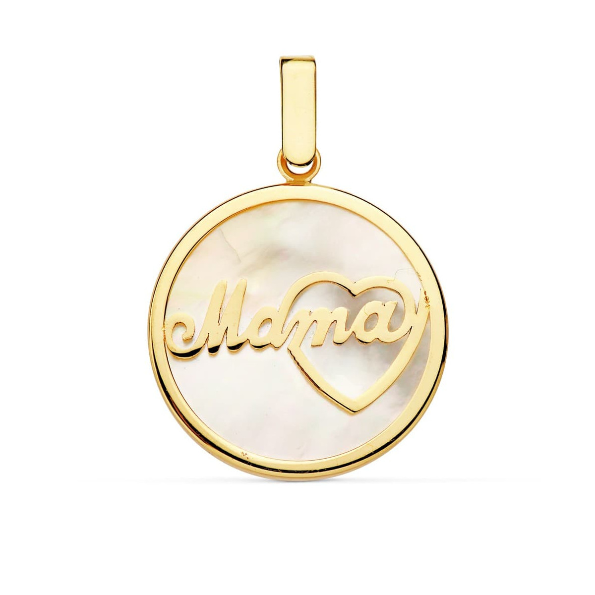 18K COLGANTE ORO AMARILLO NACAR MAMA CORAZON 20 MM