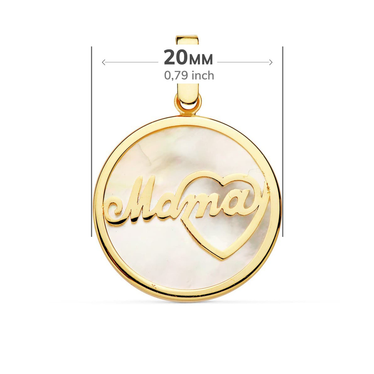 18K COLGANTE ORO AMARILLO NACAR MAMA CORAZON 20 MM