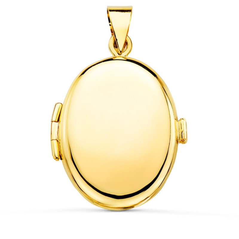 18K GUARDAPELO DIJE PORTAFOTOS ORO AMARILLO OVAL LISO 25X20 MM