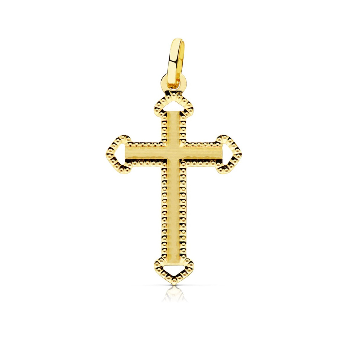 18K CRUZ ORO AMARILLO SIN CRISTO TALLADA 28X17 MM